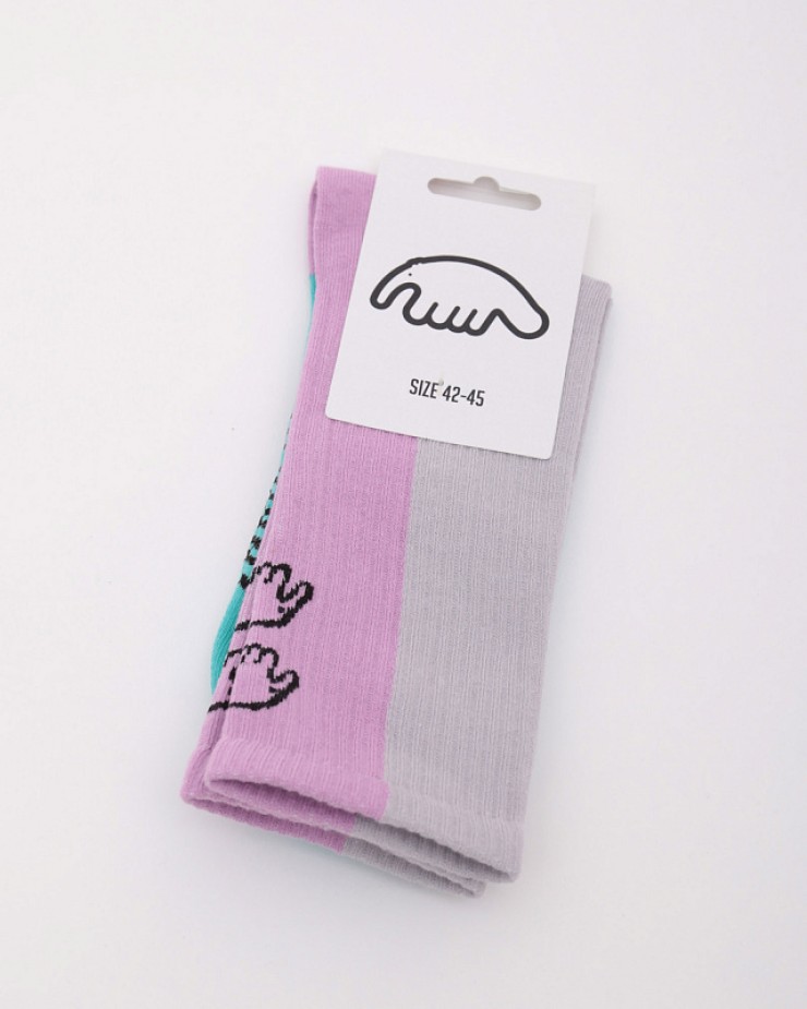 Носки Anteater Socks серый / розовый / бирюзовый  L