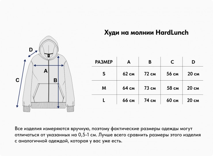 Худи HardLunch Logo Zip темно-синий