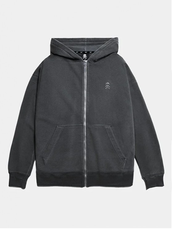 Худи HardLunch garment dye Logo темно-серый