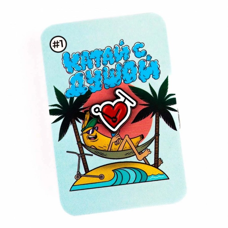 Значок В сердце самокат Ride Action красный